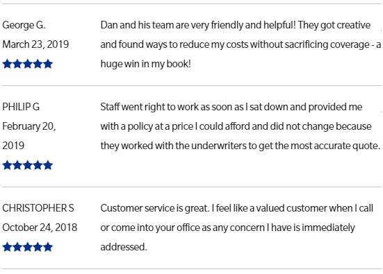 Google Reviews of Frickey Insurance Agency March